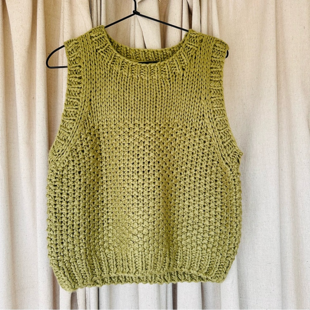 Chunky Knit Olive Green Sweater Vest